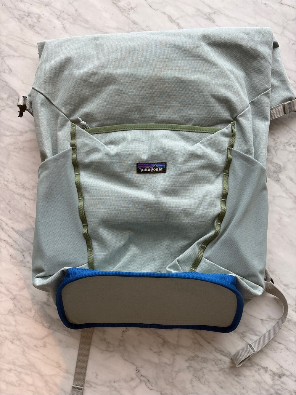 Patagonia Fieldsmith Roll Top Backpack in Light Blue  with Green Trim